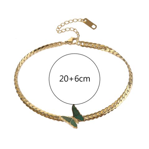 Ig Style Simple Style Butterfly Stainless Steel Titanium Steel Plating 18k Gold Plated Gold Plated Women's Anklet