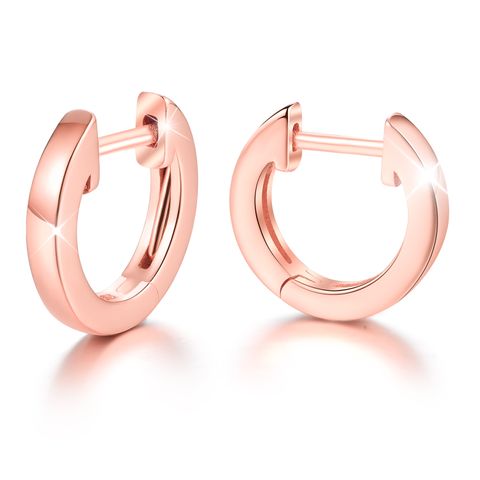 1 Pair Elegant Simple Style Geometric Circle Plating Sterling Silver Hoop Earrings