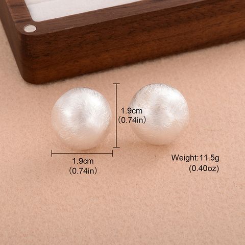 1 Pair Simple Style Round Plating Copper Silver Plated Ear Studs