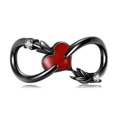Hip-hop Retro Infinity Heart Shape Sterling Silver Inlay Zircon Charms