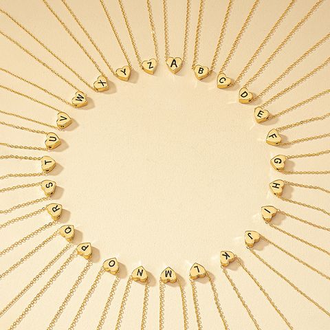 Ig Style Commute Letter Heart Shape 14k Gold Plated Alloy Ferroalloy Wholesale Necklace