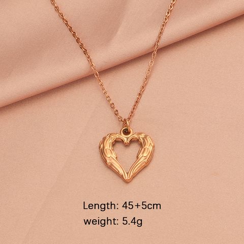 Stainless Steel 18K Gold Plated Simple Style Plating Hollow Out Heart Shape None Pendant Necklace Necklace