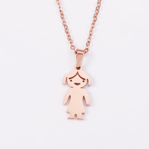 Stainless Steel 18K Gold Plated Casual Cute Polishing Plating Human None Pendant Necklace