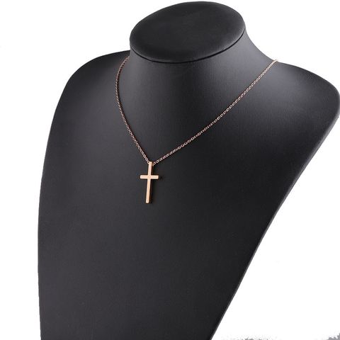 Stainless Steel Titanium Steel 18K Gold Plated Simple Style Plating Cross None Pendant Necklace