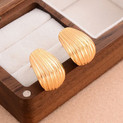 1 Pair Retro Simple Style Solid Color Plating Copper 18k Gold Plated Ear Studs