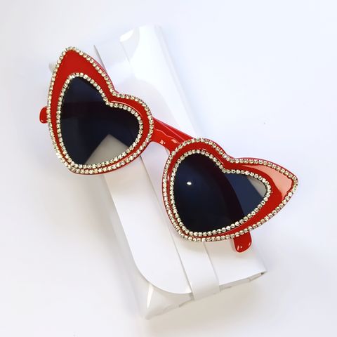 Sweet Color Block Pc Heart Shape Diamond Full Frame Glasses