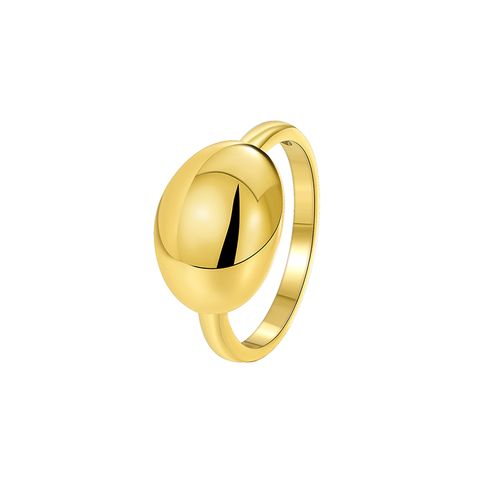 Casual Classic Style Irregular Solid Color Copper Plating Pleated 18k Gold Plated Wide Band Rings