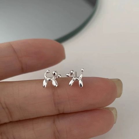 1 Pair Simple Style Dog Plating Sterling Silver Silver Plated Ear Studs