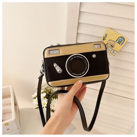 Women's Small All Seasons Pu Leather Camera Vintage Style Square Zipper Shoulder Bag