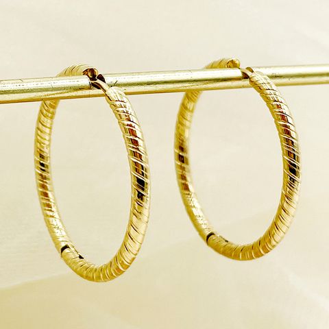 1 Pair Casual Simple Style Solid Color Plating 304 Stainless Steel Gold Plated Hoop Earrings