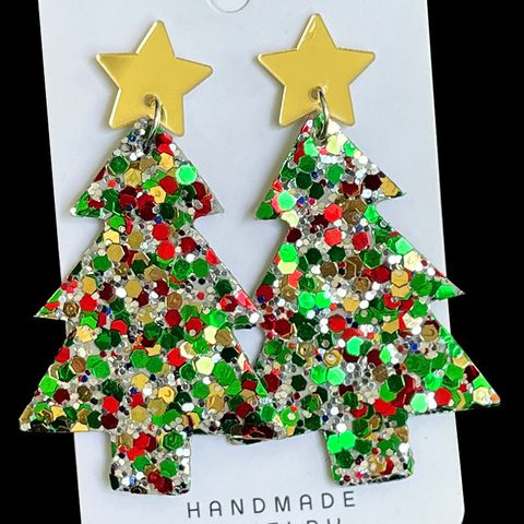1 Pair Ig Style Christmas Tree Star Sequins Arylic Drop Earrings