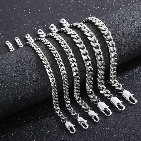 Simple Style Solid Color Titanium Steel Chain Unisex Bracelets