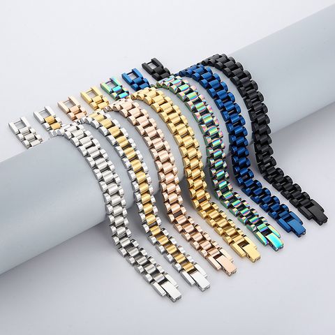 Hip-hop Solid Color Titanium Steel Chain Unisex Bracelets
