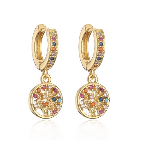 1 Pair Glam Commute Palm Plating Inlay Copper Zircon 18k Gold Plated Drop Earrings