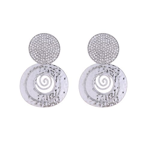 1 Pair Vintage Style Exaggerated Circle Plating Inlay Alloy Rhinestones Gold Plated Silver Plated Ear Studs