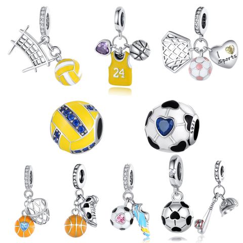 Cute Classic Style Basketball Football Copper Plating Inlay Zircon Jewelry Accessories
