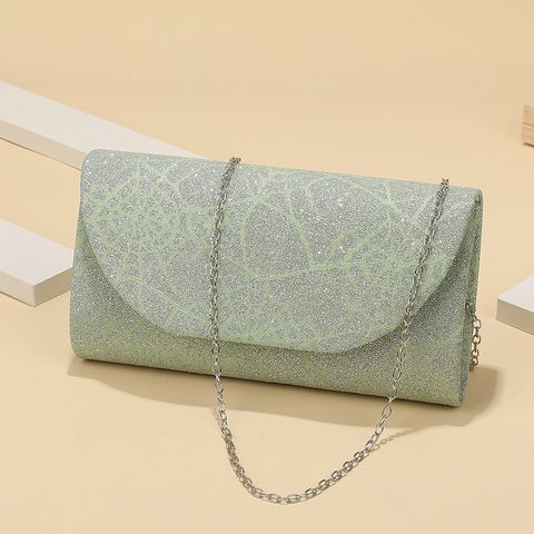Green Pu Leather Solid Color Square Evening Bags