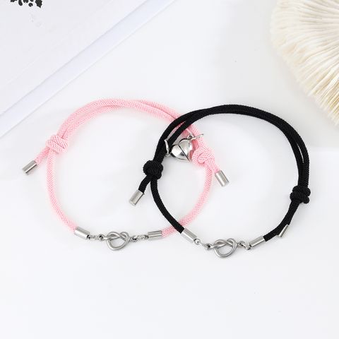 Simple Style Heart Shape Mixed Materials Rope Couple Bracelets