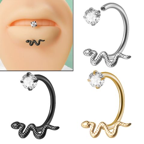 Lady Insect Stainless Steel Plating Inlay Zircon Lip Stud Ear Studs