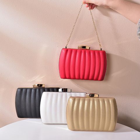 White Red Black Pu Leather Solid Color Square Evening Bags
