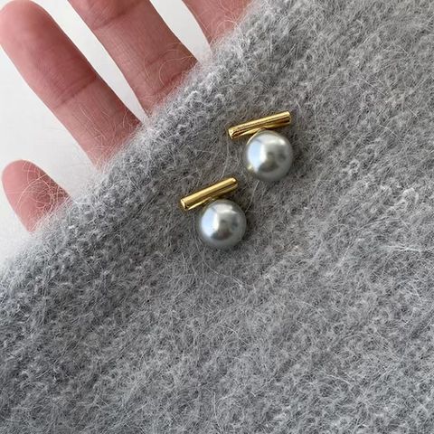 Wholesale Jewelry Elegant Geometric Imitation Pearl Plating Ear Studs