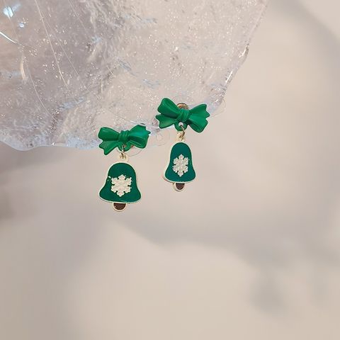 1 Pair Cute Christmas Christmas Tree Bow Knot Stoving Varnish Alloy Drop Earrings