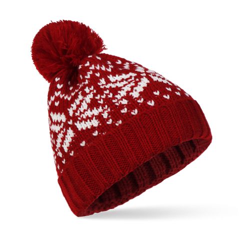 Women's Basic Retro Snowflake Pom Poms Eaveless Wool Cap