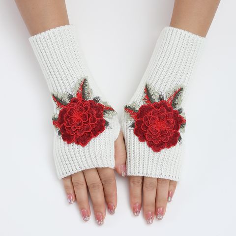 Mujeres Estilo Clásico Flor Guantes 1 Par