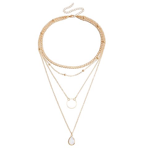 Simple Style Solid Color Alloy Wholesale Layered Necklaces