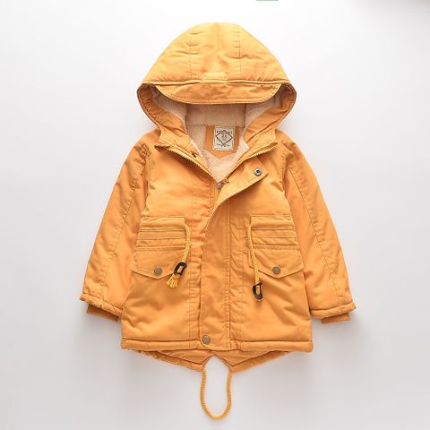 Classic Style Solid Color Cotton Boys Outerwear