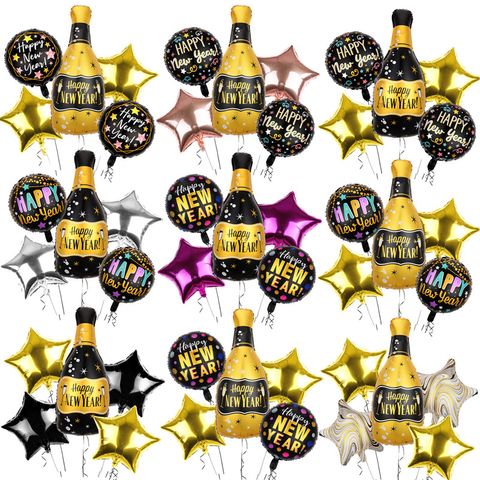 New Year Glam Letter Star Aluminum Film Party Balloons