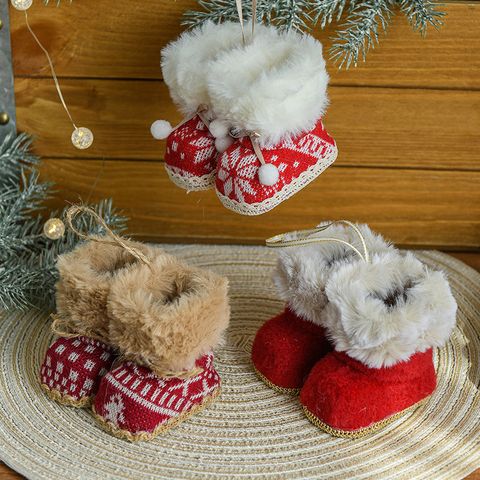 Weihnachten Lässig Süß Schneeflocke Stiefel Plüsch Ferien Täglich Hängende Ornamente
