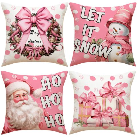 Casual Cute Santa Claus Letter Polyester Pillow Cases