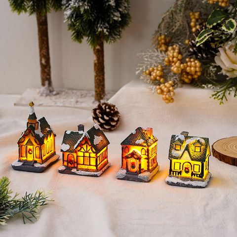 Christmas Vintage Style House Resin Daily Festival Ornaments