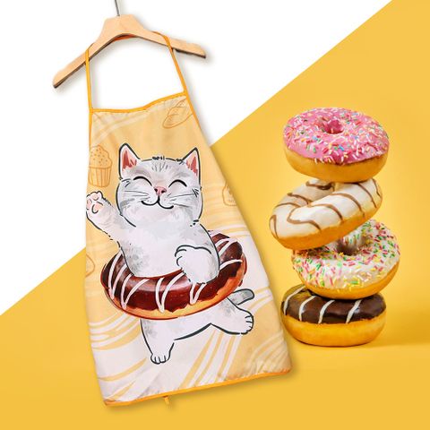 Cross-border New Arrival Fresh Cat Apron Decorations Fabric Craft Printing Apron Restaurant Bar Party Atmosphere Props
