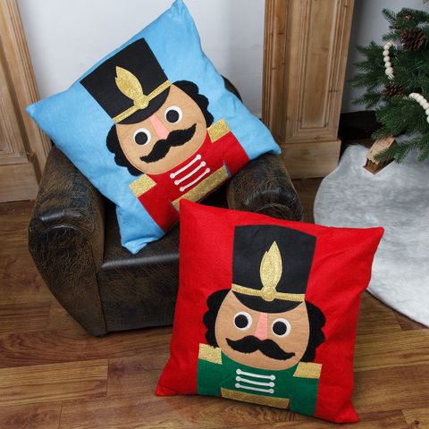 Christmas Cartoon Style Cute Soldier Felt Cloth Indoor Family Gathering Home Pillow Case