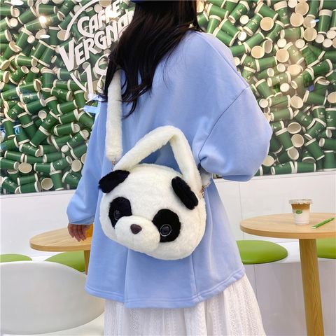 Kid's Plush Bear Solid Color Cute Basic Classic Style Embroidery Sewing Thread Round Zipper Handbag