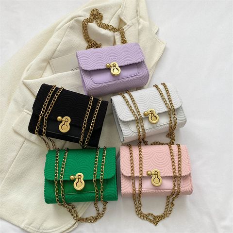 Women's Canvas Solid Color Cute Basic Vintage Style Square Lock Clasp Shoulder Bag Crossbody Bag