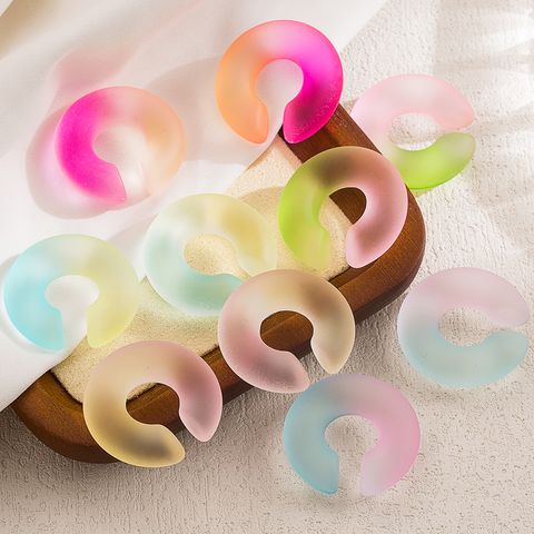 Wholesale Jewelry Ig Style Cute C Shape Gradient Color Arylic Spray Paint Ear Cuffs