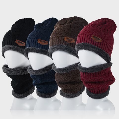 Wholesale New Korean Style Knitted Scarf Hat Set Fashionable Men's And Women's Warm With Velvet Thick Woolen Cap Scarf Autumn And Winter
