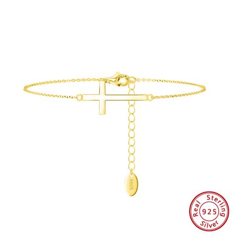 Hip-hop Classic Style Cross Sterling Silver Plating Chain Zircon 14k Gold Plated White Gold Plated Silver Plated Bracelets