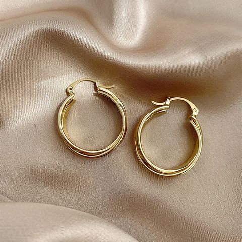 1 Pair Simple Style Circle Solid Color Plating Alloy Gold Plated Earrings