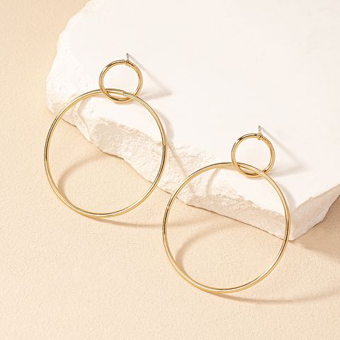 1 Pair Simple Style Circle Plating Alloy Gold Plated Earrings