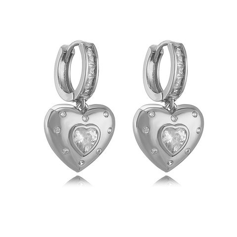 1 Pair Elegant Lady Pentagram Heart Shape Plating Inlay Copper Zircon 18k Gold Plated Drop Earrings