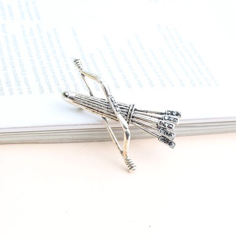 Cool Style Bow And Arrow Alloy Inlay Rhinestones Unisex Brooches