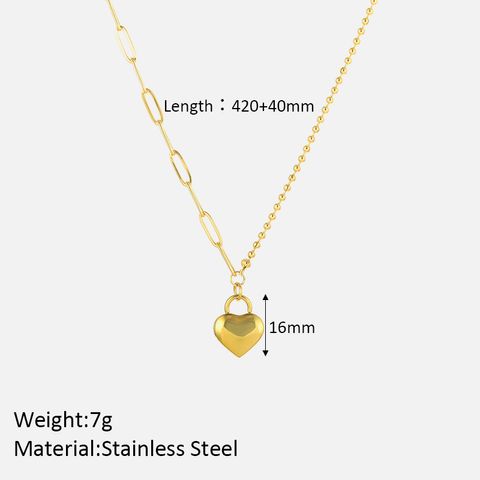 304 Stainless Steel Simple Style Shiny Polishing Plating Heart Shape Pendant Necklace