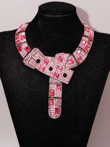 Retro Color Block Alloy Inlay Zircon Women's Necklace