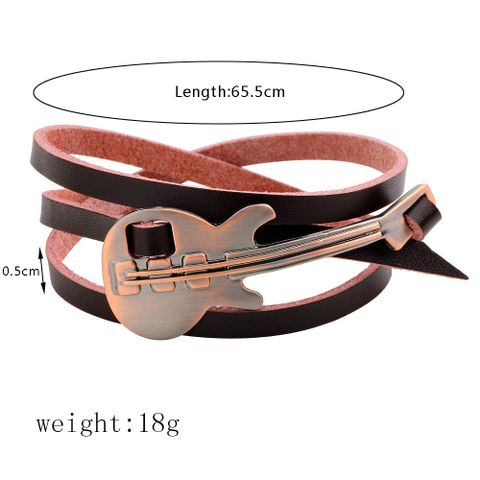 Hip-hop Vintage Style Guitar Alloy Leather Knitting Men's Wristband