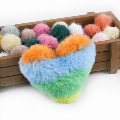 Cute Heart Shape Solid Color Alloy Pom Poms Bag Pendant Keychain