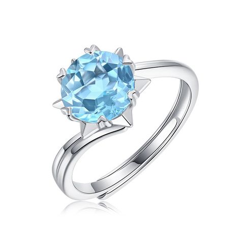 Simple Style Classic Style Round Sterling Silver Inlay Topaz Rings